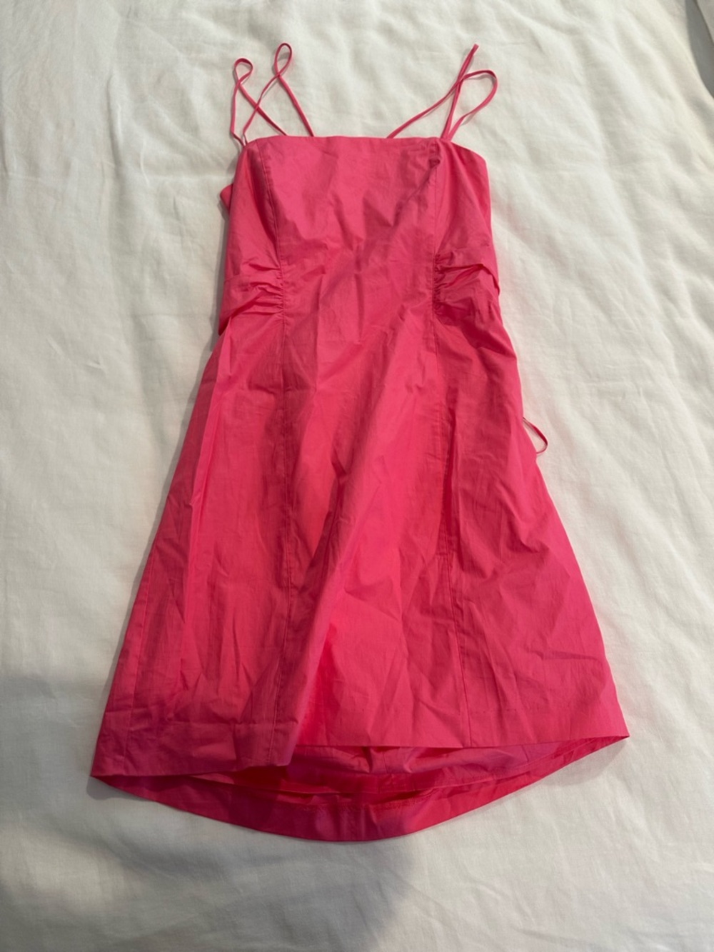 FRAME hot pink mini dress with lace up back